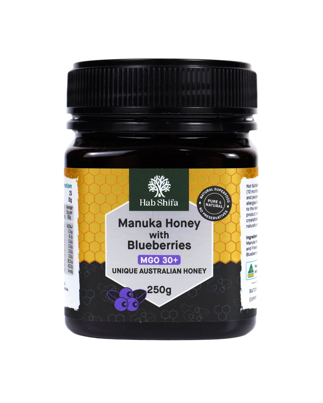 Manuka Honey (MGO 30+) with Blueberries 250g - Hab Shifa