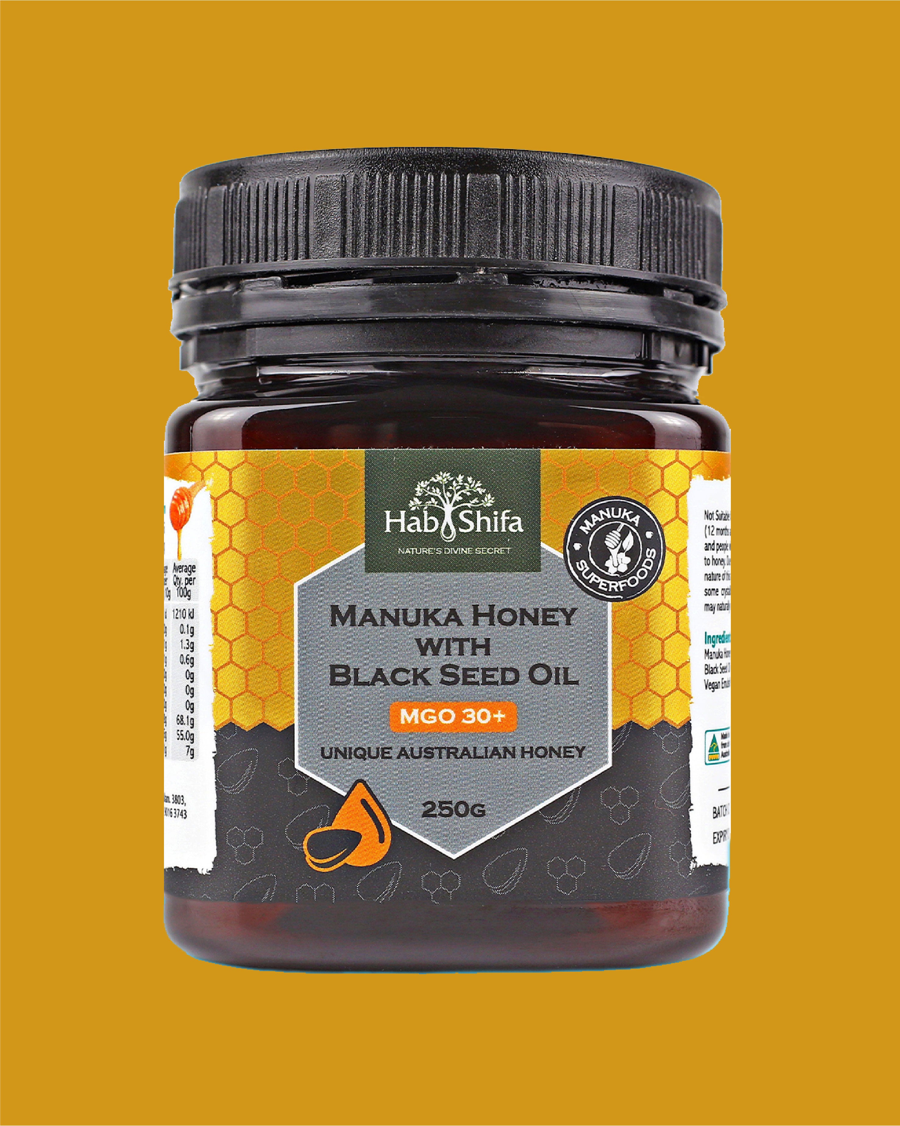 Manuka Honey (MGO 30+) with Black Seed Oil 250g