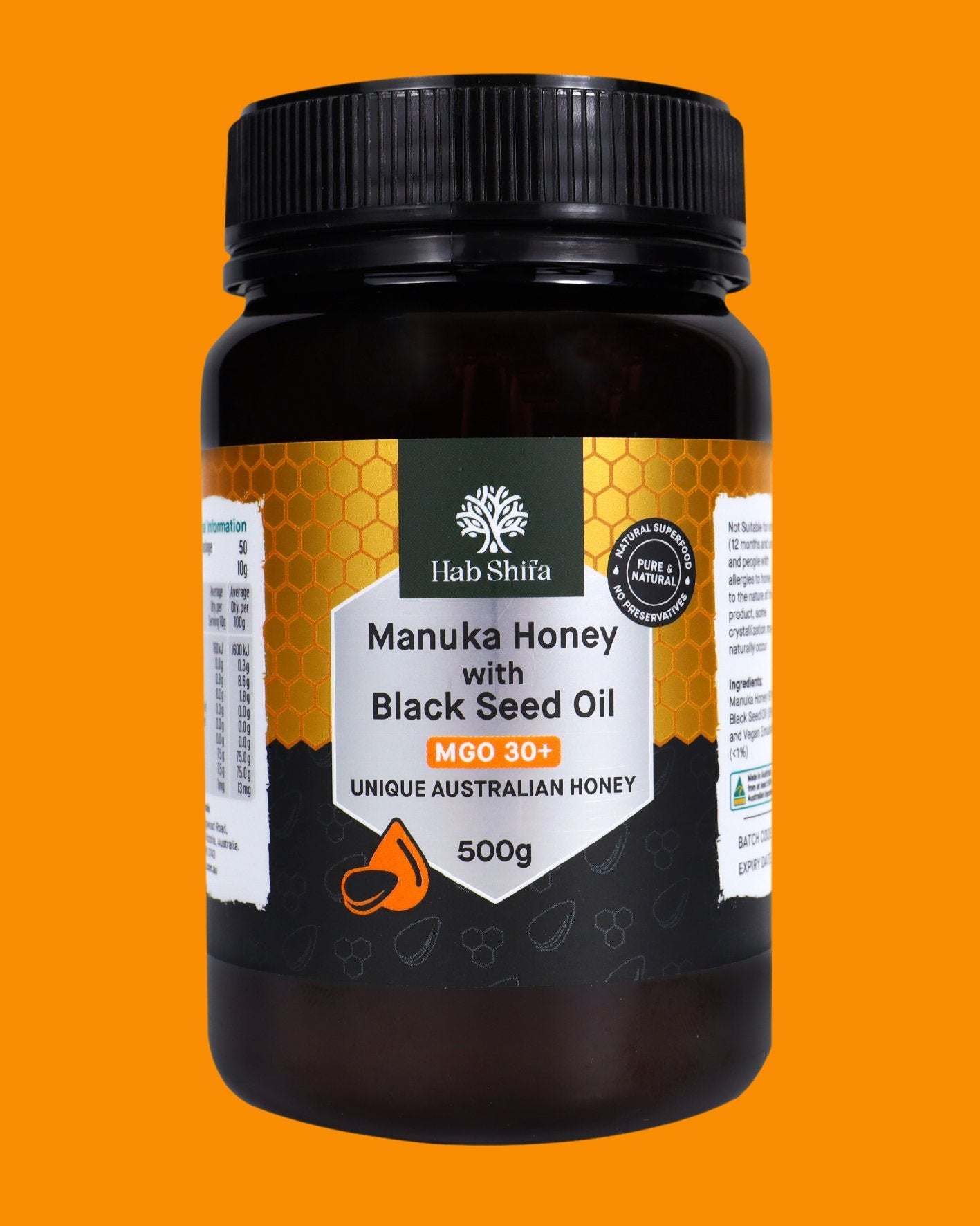 Manuka Honey (MGO 30+) with Black Seed Oil 500g - Hab Shifa